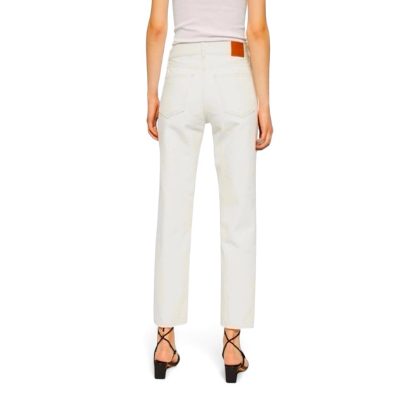 NWT Anine Bing Etta High Rise Cropped Straight Leg  Denim Jeans Off White 25 - Picture 2 of 14